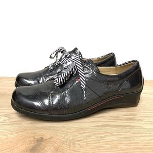 Wolky Sydney Lace Up Oxford Shoes Size 41/10 Patent Leather‎ Pewter Grey Comfort
